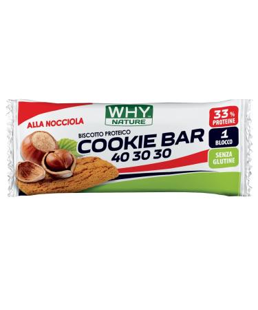 WHY NATURE WHY NATURE COOKIE BAR 40 30 30 - Protein bar - Gluten free protein biscuit - Protein snack - Hazelnut taste - 21g