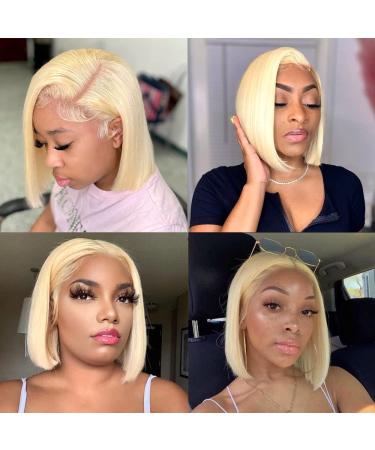 Blonde HD Lace Front Bob Wig 8 Inch | Natural Hairline | Brazilian Virgin Human Hair | Lovigs - Buy Online on GoSupps.com