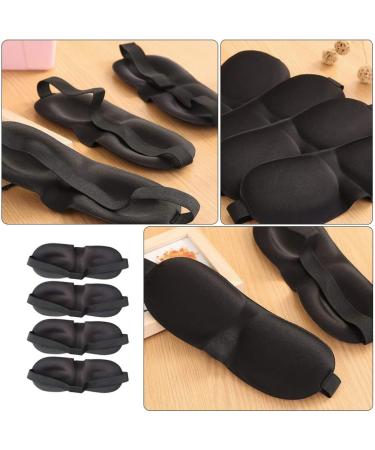 Healifty 3D Contoured Cup Sleeping Eye Mask 4pcs for Women Men - Black Blindfold with Elastic Strap for Night Eye Patch - Block Out Light and Improve Sleep - Buy Online on GoSupps.com