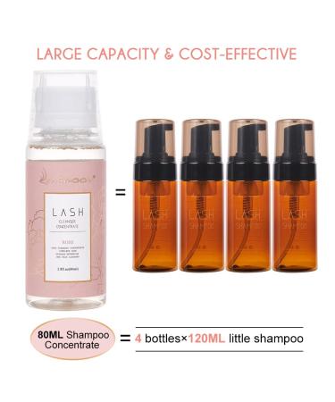 Lunamoon Eyelash Shampoo Concentrate 80ml | Clean & Nourish Your Lash Extensions | Includes 120ml Bottles & 4 Cleaning Brushes - Rose80 - Buy Online on GoSupps.com