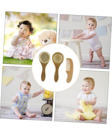 FRCOLOR 3pcs Bath Brush Set for Kids - Scalp Scrubber, Shower Comb, Body Scrub - Baby Hair Brush, Woolen Comb - Wooden Handle - Buy Online on GoSupps.com