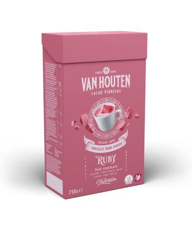 Van Houten RUBY Cocoa Chocolate Drink Powder 750 G - For Hot & Cold Drinks - Makes 22 Servings - Intense Fruitiness with Fresh Sour Notes - Caffeine-Free Vegetarian Non-GMO - Buy Online on GoSupps.com