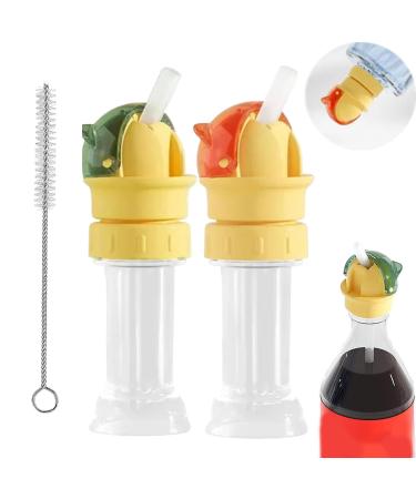 Reusable Children Beverage Water Bottle Straw Lid Water Bottle Straw Cap Portable Bottle Twist Cover Cap with Straw Children Drinking Water Outside Bottle Cap Spout Adapter (Red+Green)