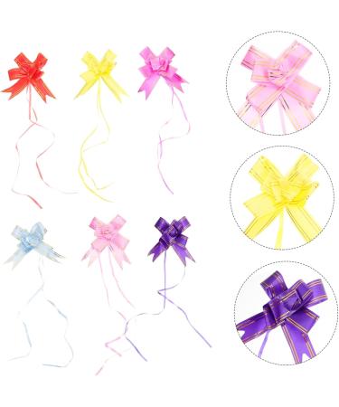 FRCOLOR 6pcs Glossy Decorative Bow Set - Yellow Pink & Purple Ribbon Bows for DIY Gifts & Present Wrapping | International Shipping Available - Buy Online on GoSupps.com