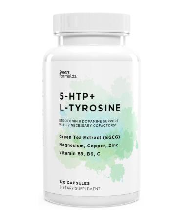 5-HTP & L-Tyrosine with cofactors Green Tea Extract Vitamin B6 Vitamin B9 Magnesium Copper Zinc - Mood & Energy - USA Made & Tested (120-day Supply)