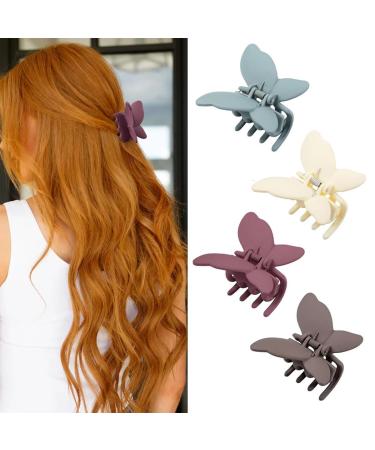 4 Pcs Butterfly Hair Clips for Women Butterfly Claw Clips Hair Clips Hair Claw Clips for Thick Hair Cute Butterfly Hair Clips Hair Accessories for Girls and Women (Brown white pink blue)