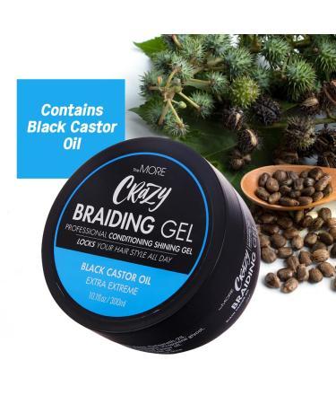 MORE Crazy Conditioning Shining Braiding Gel - Extra Extreme Hold for All Hair Types | Clear Styling Gel for Braiding, Twisting, and Edges - Enriched with Black Castor Oil for Scalp Nourishment, Hair Growth, and Shine - Buy Online on GoSupps.com