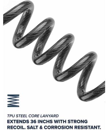 Rogue Endeavor Heavy Duty Dive Coil Lanyard with Quick Release Buckle - 36 Steel Core - Ideal for Cameras, Lights, Tools - Smoke Black - Buy Online on GoSupps.com
