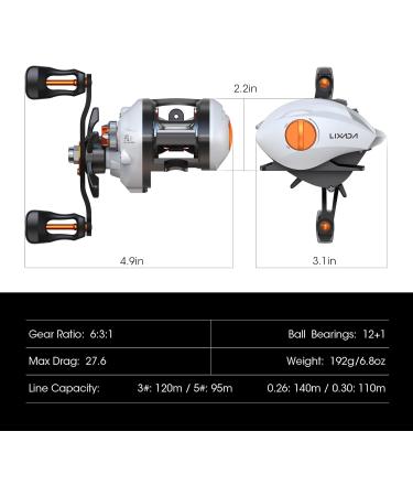 LIXADA Left-Handed Baitcasting Fishing Reel - Compact & Super Smooth 12.5kg Carbon Fiber Drag 12+1 Ball Bearings 6.3:1 High-Speed - Ideal for Salt & Freshwater Fishing - Buy Online on GoSupps.com