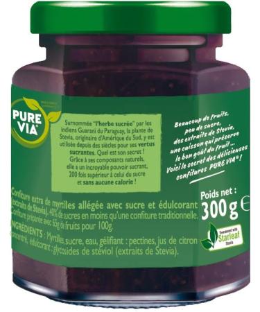 PURE VIA - Confiture de Myrtilles 300g - 60% Moins de Sucre Plus de Go t - Origine Naturelle - 300g - Buy Online on GoSupps.com