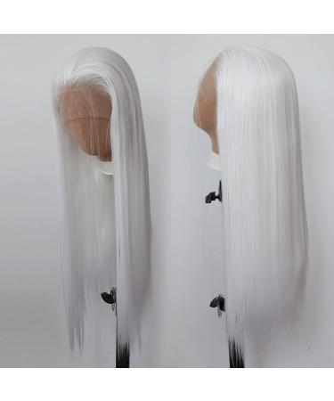 Snow White Long Straight Synthetic Lace Front Wig for Black Women - Heat Resistant Fiber, Natural Hairline with Baby Hair - Perfect for Cosplay and Daily Wear - Buy Online on GoSupps.com