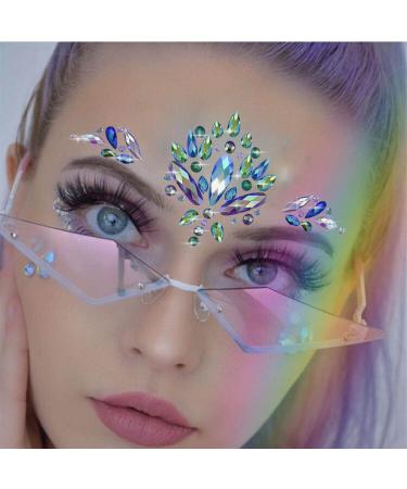 St Patrick's Day Crystal Face Stickers - Green Mermaid Glitter Gems for Women and Girls - Buy Online on GoSupps.com