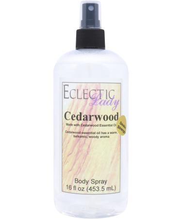 Cedarwood Essential Oil Body Spray (Double Strength) 16 ounces Body Mist for Women with Clean Light & Gentle Fragrance Long Lasting Perfume with Comforting Scent for Men & Women Cologne with 16 Fl Oz (Pack of 1)