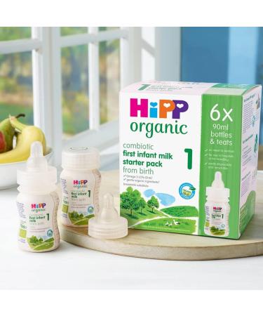 HiPP Organic 1 First Infant Baby Milk Ready to feed liquid formula starter pack From birth (6 x 90ml bottles) 540 ml (Pack of 1) - Buy Online on GoSupps.com