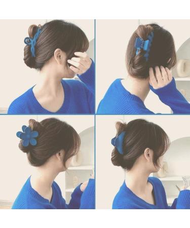 YOOOYOOO Blue Hair Claw Clips - Lightweight Big Strong Hold for All Hair Types - 90's Vintage Jaw Clips for Women & Girls - Includes Organza Storage Bag - Buy Online on GoSupps.com