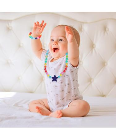 Food Grade Silicone Chew Necklace & Bracelet Set for Teething Babies - Colorful & Portable Teether Toys for Autism & Anxiety Relief - Buy Online on GoSupps.com