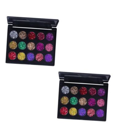 POPETPOP 2pcs 15 Colors Lustre Pearly Eye Matte Pallet Combination Makeup Cosmetic Shadow 1 count (Pack of 1) As Shownx2pcs