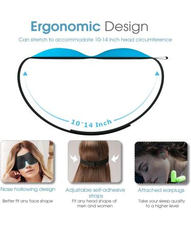PrettyCare 3D Sleep Mask 2 Pack - Contoured Eye Mask for Sleeping - Blackout Out Light - Includes Ear Plugs and Travel Bag - A-Black&Blue - Buy Online on GoSupps.com