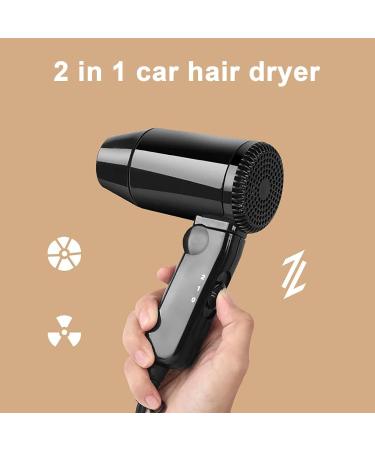 fanelod Hair Dryer 12v Folding Blow Dryer for Car Professional Hair Dryer Travel Blow Dryer Road Trip essentialL for Convertible Car Truck Travel camperr Rv Suv - Buy Online on GoSupps.com