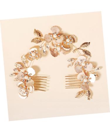 FRCOLOR Pearl Rhinestone Couple Combs Pearl Hairpin Headband Clear Handbag Rhinestone Hair Clips Glass Cosmetic Containers Hair Jewels for Women The Flowers Bride Copper Wire Decorate - Buy Online on GoSupps.com