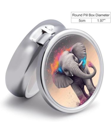 Shop Cute Elephant Print Round Pill Box - 3 Compartment Portable Metal Organizer for Medicine - Decorative Animal Cartoon Design - Ideal Travel Accessory - Buy Online on GoSupps.com