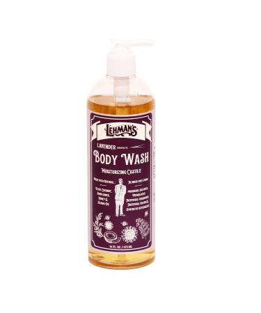Lehman's Castile Moisturizing Body Wash All Natural Liquid Soap Gently Cleanses Hands Body and Hair 16 fl oz Lavender