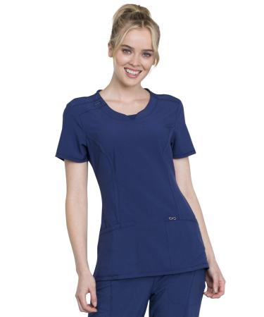 Cherokee Workwear Women's Infinity Crew Neck Scrubs Shirt Large Navy