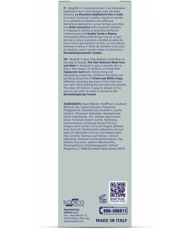  WAYSILK Hair removal mask for face and neck depilatory cream with hyaluronic acid green and white clay for long-lasting smooth skin 75 ml - Buy Online on GoSupps.com