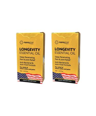 1 Pack - Twin Bottles Longevity Nanogize Essentail Oil - Hai Chai Dau LAN Nano Longevity - 21mL per Bottle with 2 Bottles per Order - Made in USA LONGEVITY NANOGIZE ESSENTIAL OIL 0.5 Fl Oz (Pack of 2)