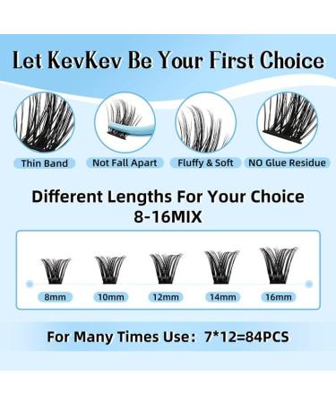DIY Lash Extension Kit - 84 Pcs Cluster Lashes with Bond, Seal, Remover & Applicator - Cirrus D-8-16mix - Buy Online on GoSupps.com