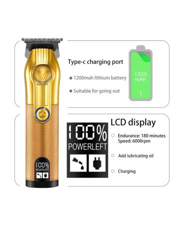 Professional Rechargeable Hair Clippers for Men - Cordless Electric Haircut & Beard Trimmer (Gold with Box - Buy Online on GoSupps.com