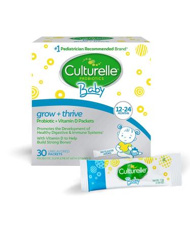 Culturelle Probiotics Baby Grow + Thrive Probiotics + Vitamin D Packets 12-24 Months Unflavored 30 Single Serve Packets