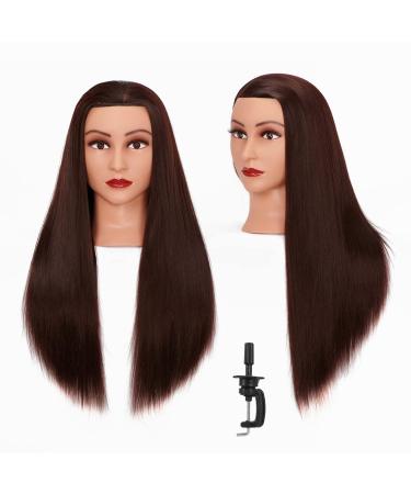 Mannequin Head 26"-28" Synthetic Fiber Training Head Braiding Head Hair Styling Manikin Cosmetology Doll Head Hairdresser Training Model for Cutting Braiding Practice with Clamp 92022LB0420 Brown-2022