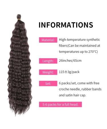 DSoar 26 Inch Deep Twist Crochet Hair - Ocean Wave Curly Bohemian Braids | 3 Packs Synthetic Hair Extensions for Women & Girls (Color 4#) - Buy Online on GoSupps.com