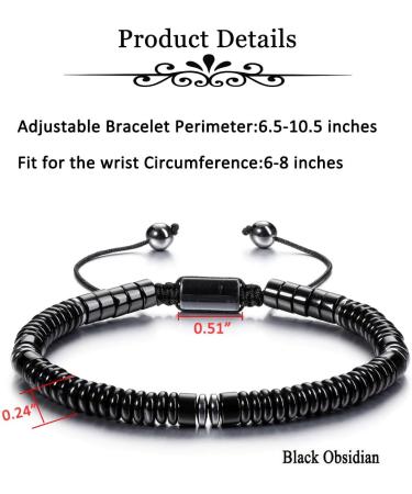 JSDDE Black Obsidian Healing Crystal Adjustable Bracelet for Men and Women - Buy Online on GoSupps.com
