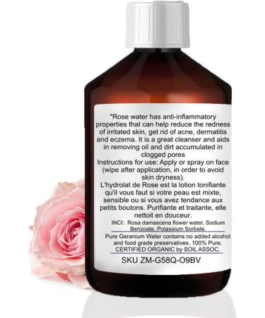 100% Pure Organic Rose Flower Water Hydrolate - 1000ml Sensitive Skin Lotion | Baby After Shaving & Hair Removal Care - Buy Online on GoSupps.com