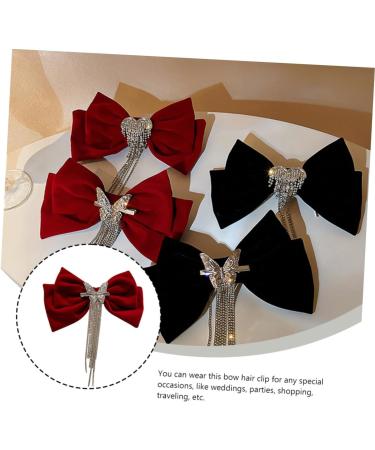 DRESSOOS tassel hair clip Girl Bow Hairpin big bow red bow hair clip crystal bow hair clip Hair Bows for Girls hair barrettes for girls Hair Bowknot Clip rhinestones Miss set copper - Buy Online on GoSupps.com