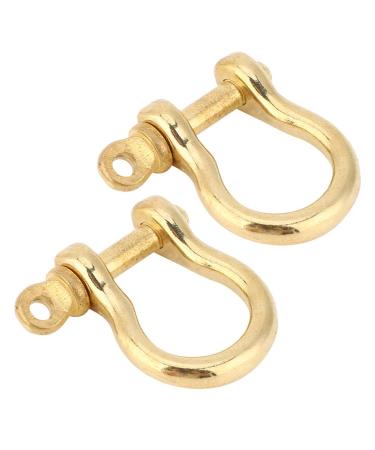 Hztyyier 2Pcs D-Ring Shackle Pure Brass Screw Pin Anchor Shackle Bow Shackle U Type Fob KeyHook, 10mm