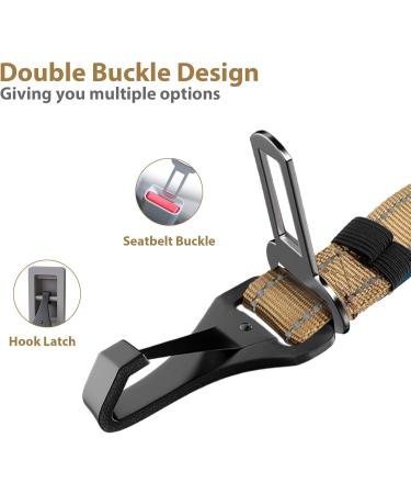 IOKHEIRA Dog Seat Belt - Adjustable Olive Green Dog Car Belt with Universal Plug & Locking Bar for Safe Travel - Buy Online on GoSupps.com