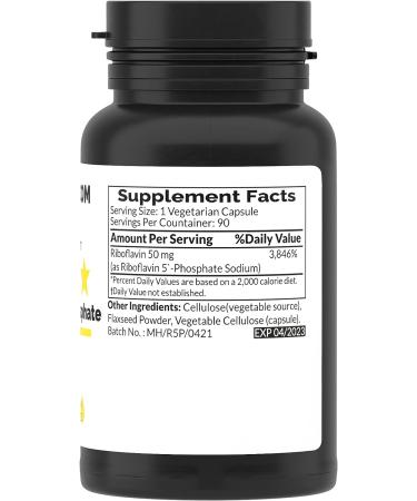 Riboflavin 5'-Phosphate 50 mg - 90 Vegetarian Capsules - Bioactive Vitamin B2 Supplement for Energy & Metabolism - Buy Online on GoSupps.com