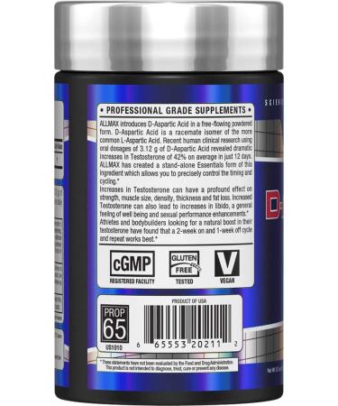 ALLMAX Nutrition D-Aspartic Acid 3.53 oz (100g) - Boost Testosterone & Muscle Growth - Buy Online on GoSupps.com
