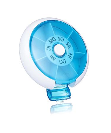 Kafeiya Pill Box Portable 7 Day Pill Box Rotating Pill Box for Vitamin and Medicine Storage Blue