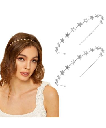 Aswewamt 2 piece alloy Fifted star headbands bride hair tires wedding hair accessories ornaments for elegant women girls (silver) - Buy Online on GoSupps.com