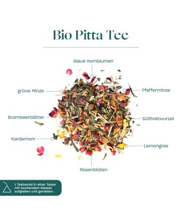 Buy Bio Pitta Tea - 25 Bags | Ayurvedic Herbal Tea with Lemongrass Mint & Blackberry Leaves | Certified & Sustainable Packaging - Buy Online on GoSupps.com