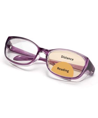 Anti Fog Bifocal Reading Glasses Safety Readers Blue Light Blocking for Men Women with Shields Anti UV400 Eyewear Purple 2.0 x