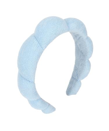 Soft And Absorbent Sponge Headband for Women - Prevent Slip Cute Padded Hair Band with Elastic Blue