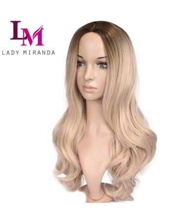 Lady Miranda Ombre Wig Brown to Ash Blonde High Density Heat Resistant Synthetic Hair Weave Full Wigs for Women(T/Ash Blonde) 0-T/Ash Blonde - Buy Online on GoSupps.com