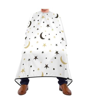 Waterproof Barber Cape -Black Gold Stars Moon Cheetah Haircut Bib for Men Unisex Hair Cutting Cape(8rp1a)