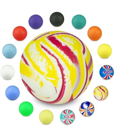 Captain Lax Massageball Original- Lacrossball hard rubber with the dimensions 6 x 6 cm suitable for trigger point & fascia massage/crossfit red-White-yellow unit size