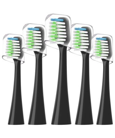 Sonic Replacement Toothbrush Heads Compatible with Waterpik Complete Care 9.0 (CC-01CD012-2) and 5.0 (WP-862 WP-872 WP-877 WP-882 WP-892) Electric Toothbrush 5 Count (Black)
